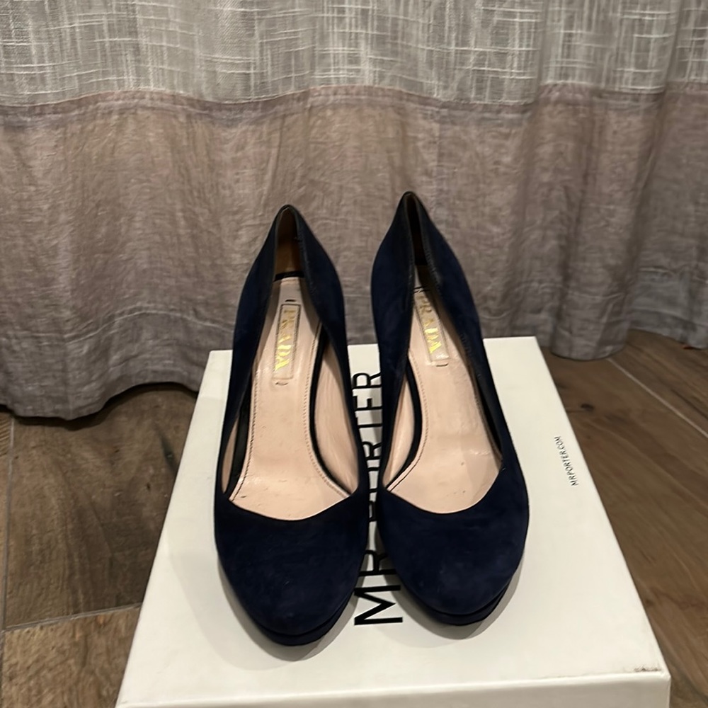 Prada Navy Suede High Heel